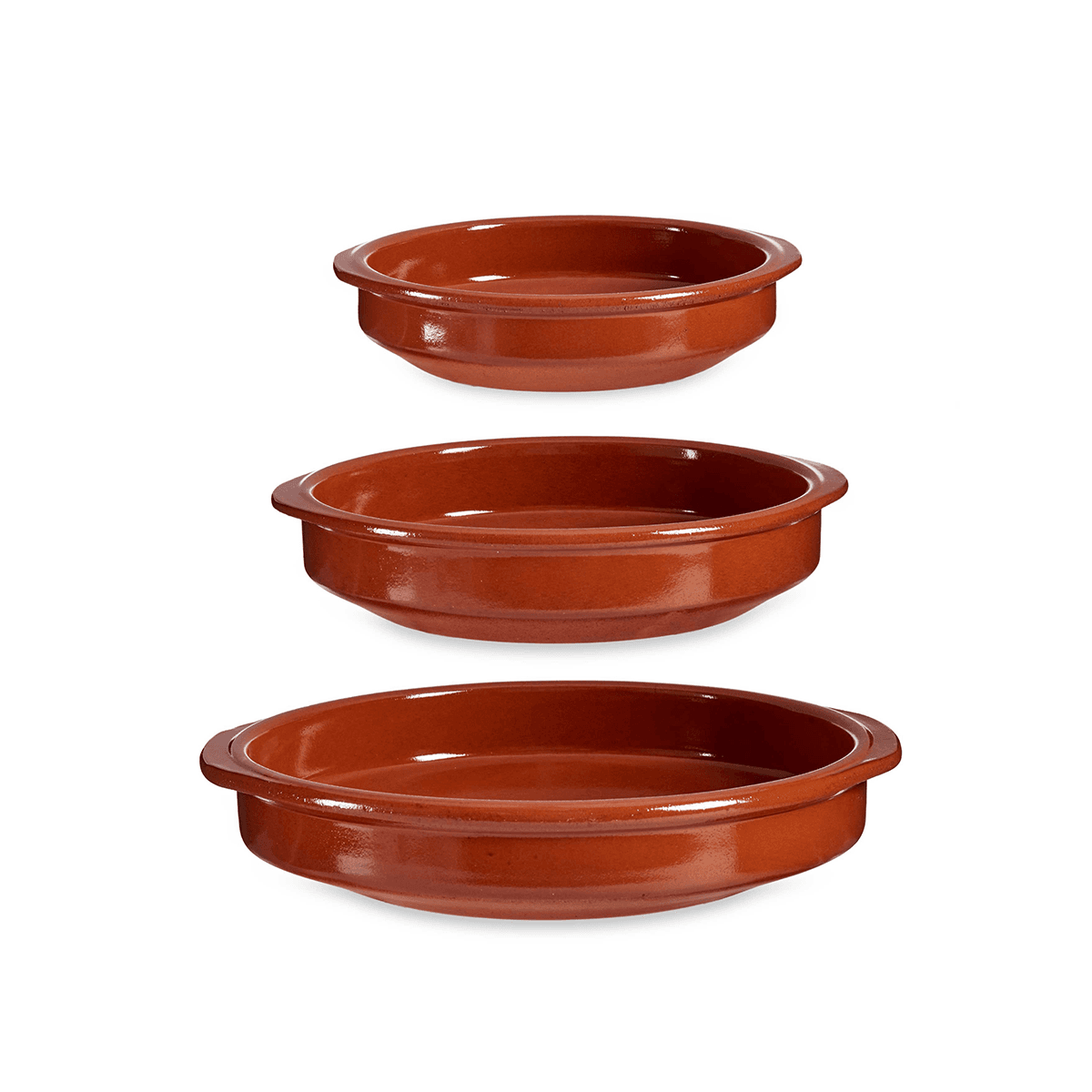 طقم صواني فرن فخار دائرية 3 قطع لون بني من لا دهيسا صنع في اسبانيا La Dehesa Clay 3 Pieces Set Rounded Cooking Pot