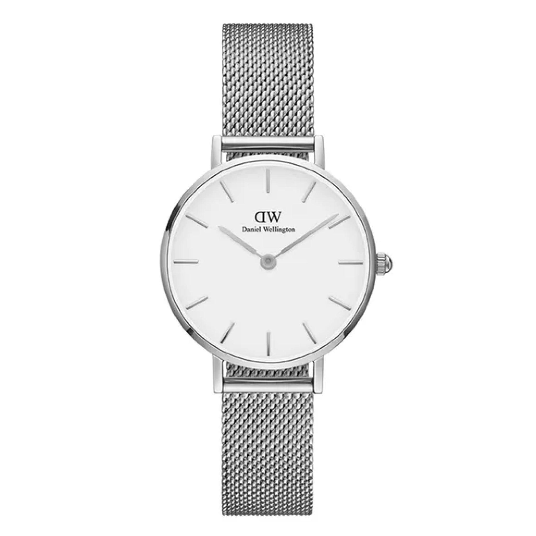 ساعة نسائية ستانلس ستيل فضي ابيض دانيال ولينغتون Ladies Daniel Wellington Classic Petite 28 Sterling White Watch - Dw00100220