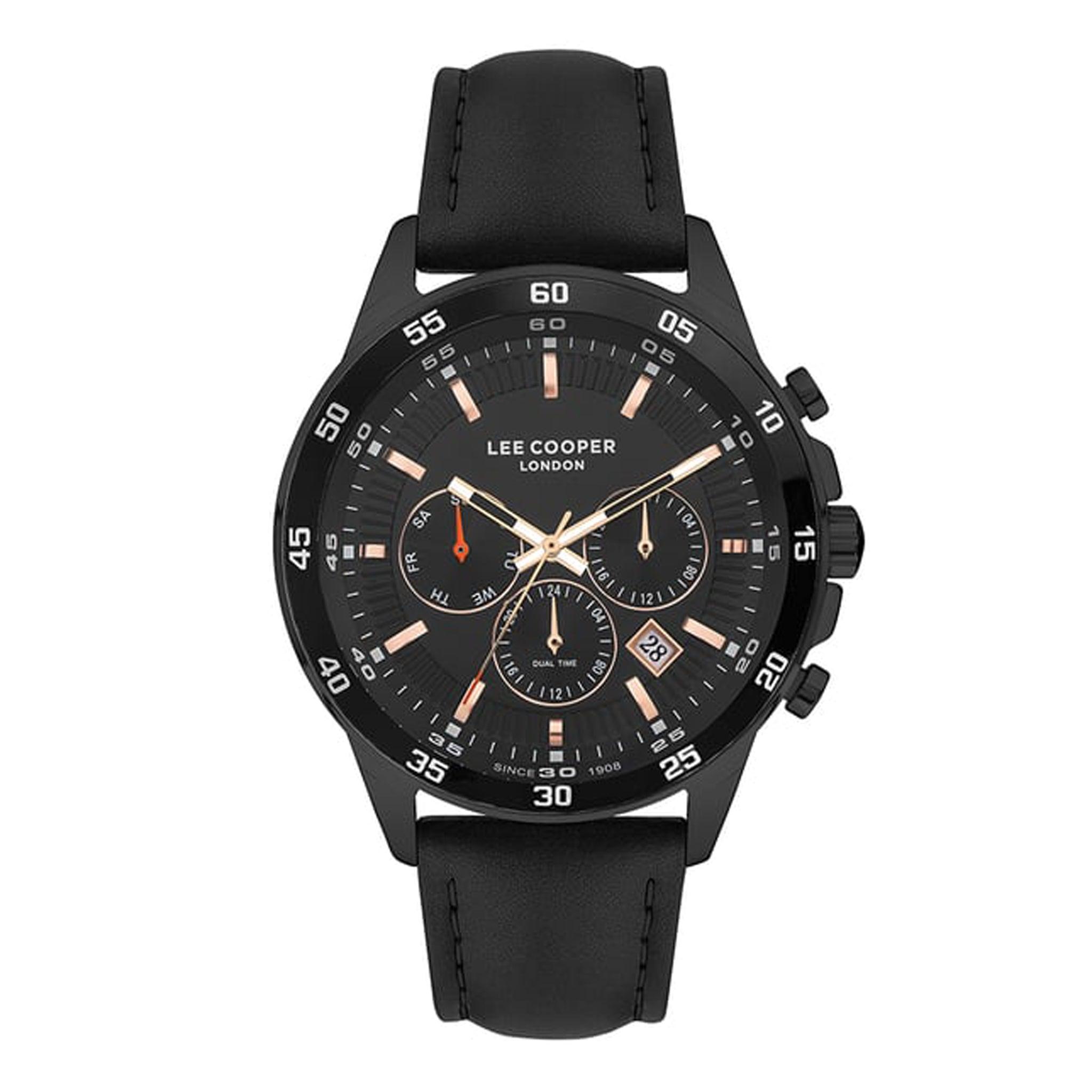 ساعة لي كوبر للرجال بمينا اسود متعددة الوظائف Lee Cooper Men's Multi Function Black Dial Watch €“ Lc07372.651