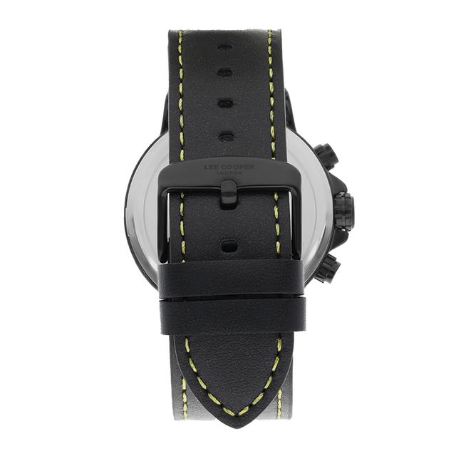 ساعة يد رجالية متعددة الوظائف - أسود و مينا باللون المعدني - بحزام أسود من الجلد الطبيعي لي كوبر Lee Cooper Multi Function Watch - SW1hZ2U6MTgyODk0MQ==