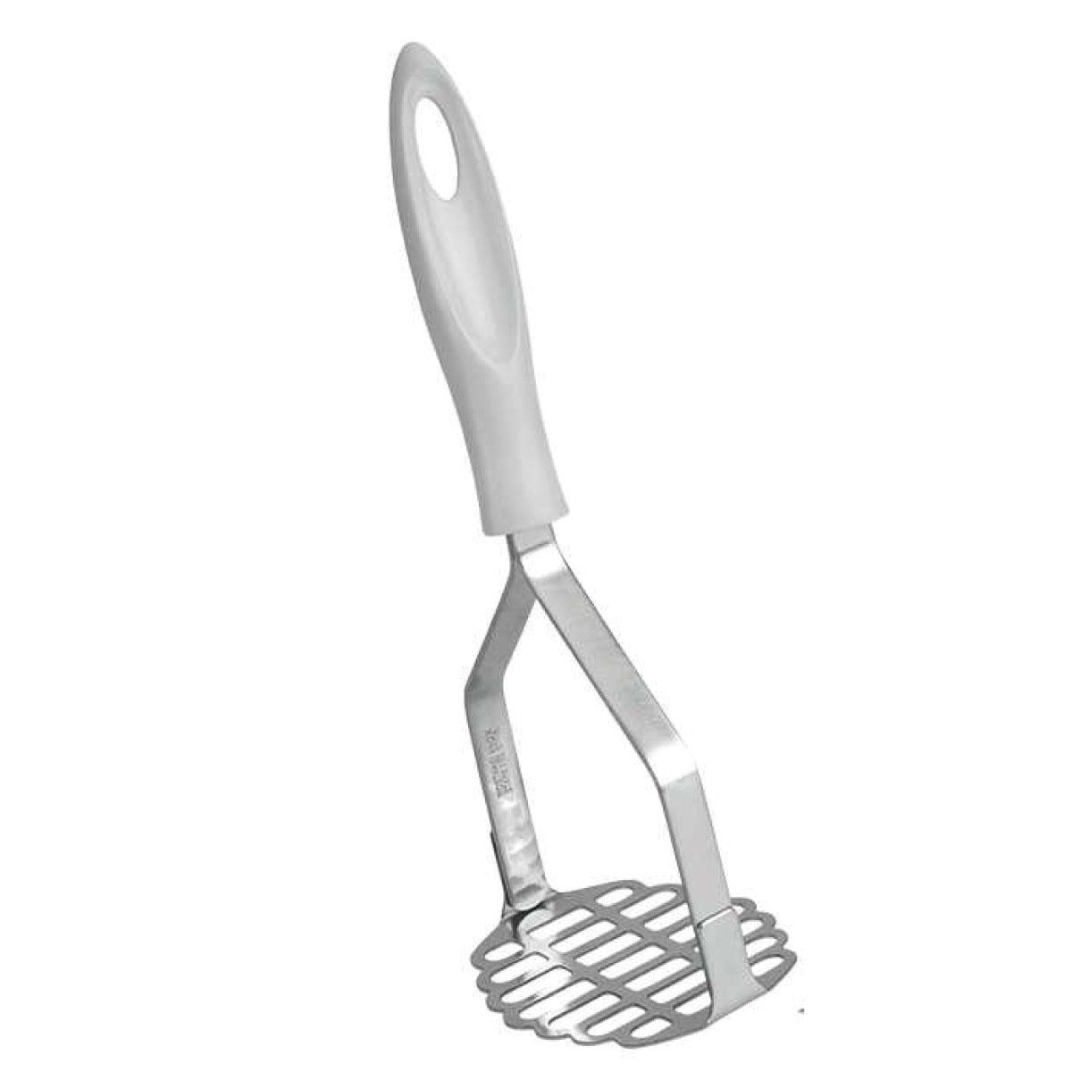 هراسة بطاطس ستانلس ستيل 10 بوصة فضي وأبيض من ميتالتكس Metaltex Steel Potato Masher