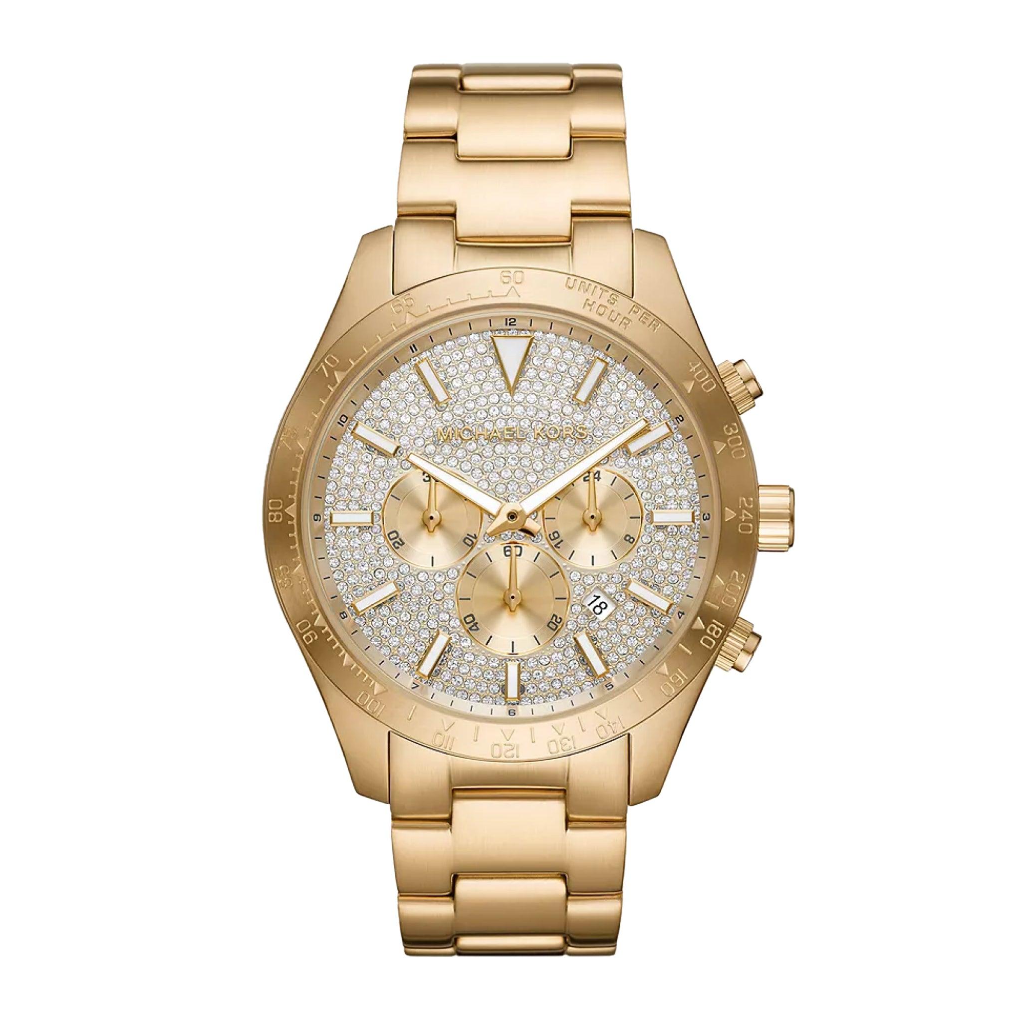 ساعة مايكل كورس لايتون كرونوغراف ذهبية اللون من الستانلس ستيل للرجال Michael Kors Men's Layton Chronograph Gold-Tone Stainless Steel Watch Mk8873