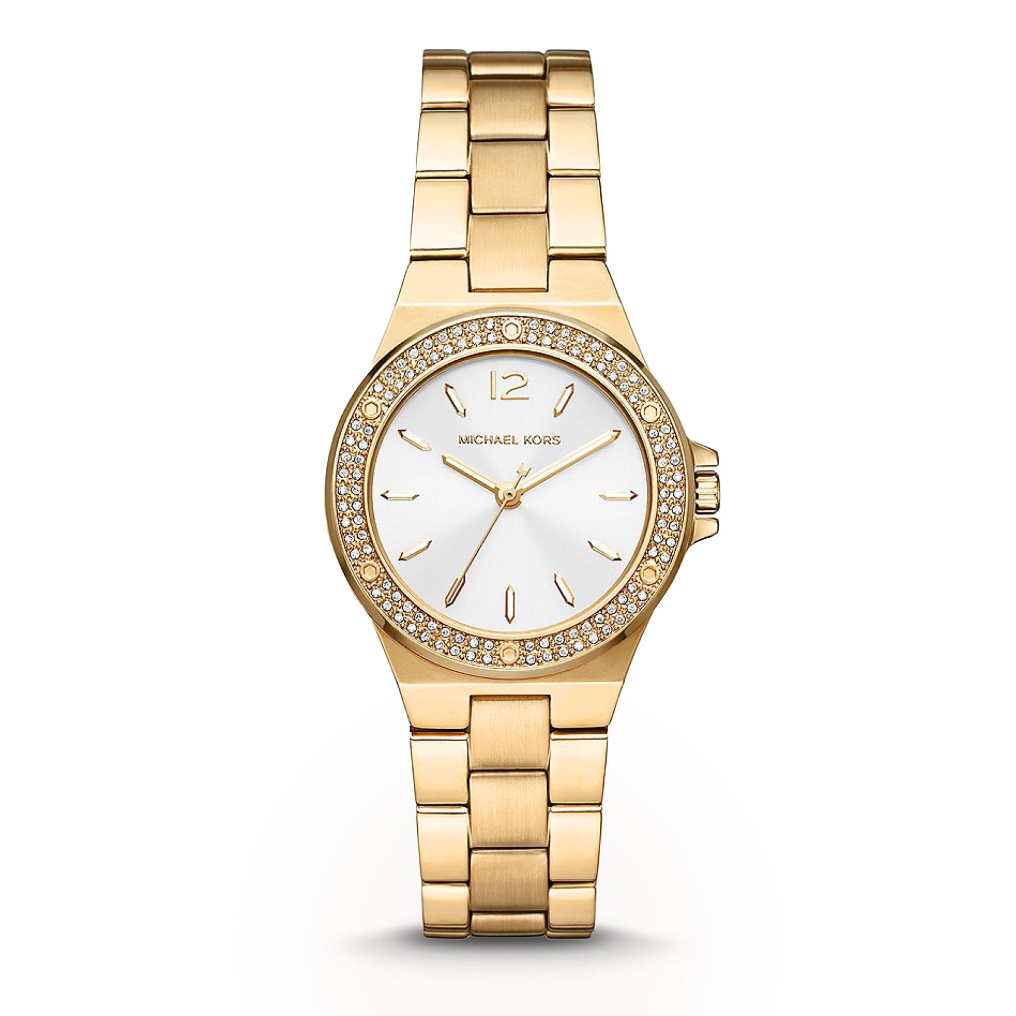 ساعة مايكل كورس ميني لينوكس بثلاث عقارب ذهبية اللون من الستانلس ستيل للنساء Michael Kors Mini-Lennox Three-Hand Gold-Tone Stainless Steel Watch - Mk7278