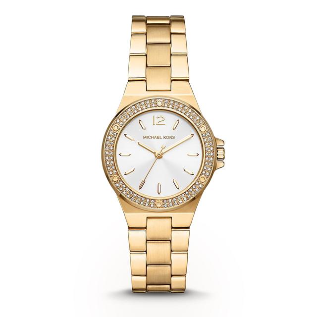 ساعة مايكل كورس ميني لينوكس بثلاث عقارب ذهبية اللون من الستانلس ستيل للنساء Michael Kors Mini-Lennox Three-Hand Gold-Tone Stainless Steel Watch - Mk7278 - SW1hZ2U6MTgyMjAzNg==