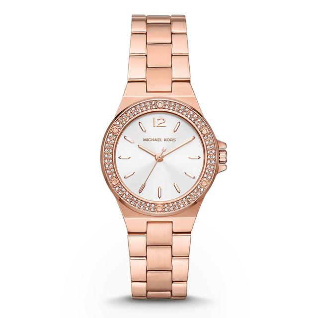 ساعة مايكل كورس لينوكس بثلاث عقارب من الستانلس ستيل باللون الذهبي الوردي Michael Kors Mini-Lennox Three-Hand Rose Gold-Tone Stainless Steel Watch - Mk7279 - SW1hZ2U6MTgxODQ1OA==