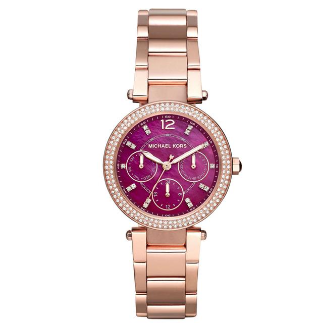 ساعة مايكل كورس ميني باركر للنساء انالوج بحزام من الستانلس ستيل Michael Kors Mk6403 Mini Parker Watch For Women - Analog Stainless Steel Band - SW1hZ2U6MTgxOTA1MA==