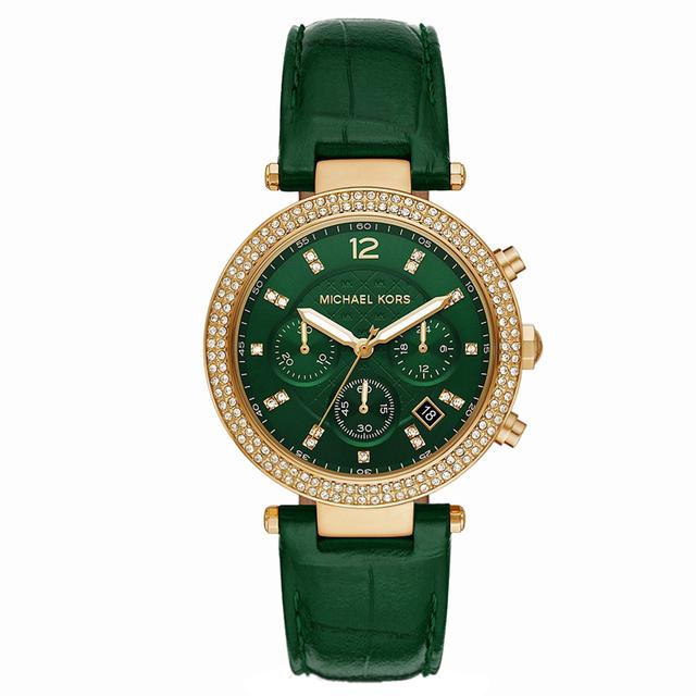 Michael Kors Mk6985 Parker Chronograph Green Ladies Leather Watch - SW1hZ2U6MTgyNzg5Mg==