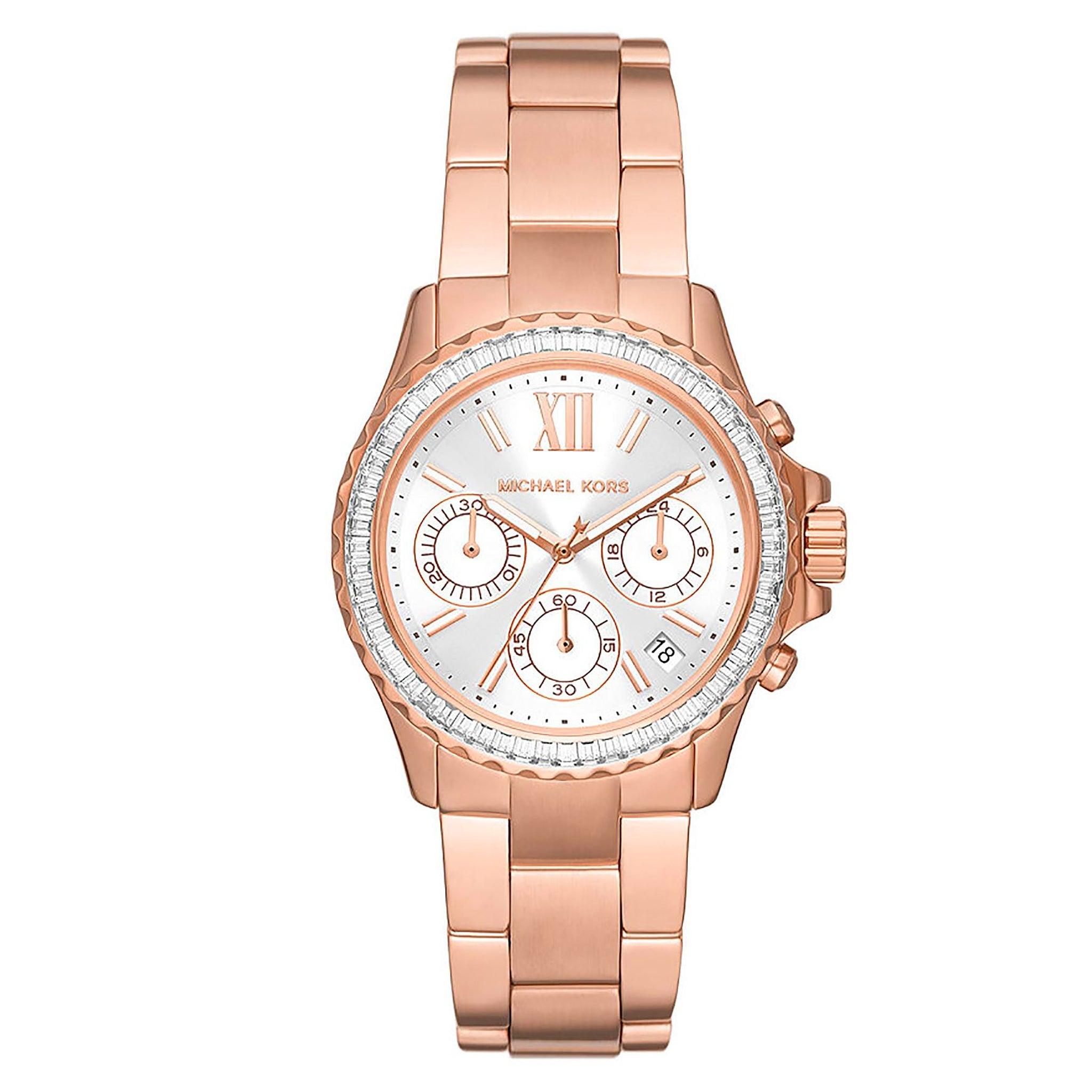 Michael Kors Mk7213 Everest Chronograph Rose Gold-Tone Stainless Steel Wrist Women's Watches
