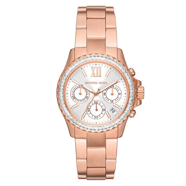 ساعة مايكل كورس ايفرست كرونوغراف للنساء من الستانلس ستيل باللون الذهبي الوردي Michael Kors Mk7213 Everest Chronograph Rose Gold-Tone Stainless Steel Wrist Women's Watches - SW1hZ2U6MTgxNTAzNQ==