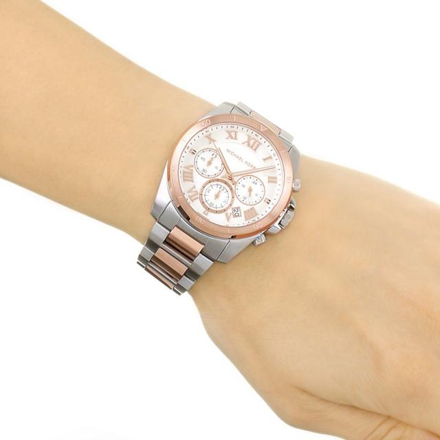 ساعة مايكل كورس بريكن كرونوغراف ستانلس ستيل للنساء Michael Kors Women's Brecken Chronograph Stainless Steel Watch Mk6368 - SW1hZ2U6MTgyNTIwNA==