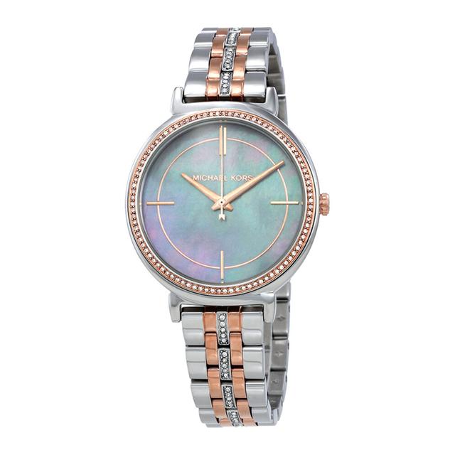 Michael Kors Women's Cinthia Grey Mother Of Pearl Dial Stainless Steel Ban Watch - Mk3642 - SW1hZ2U6MTgxNTkxNQ==