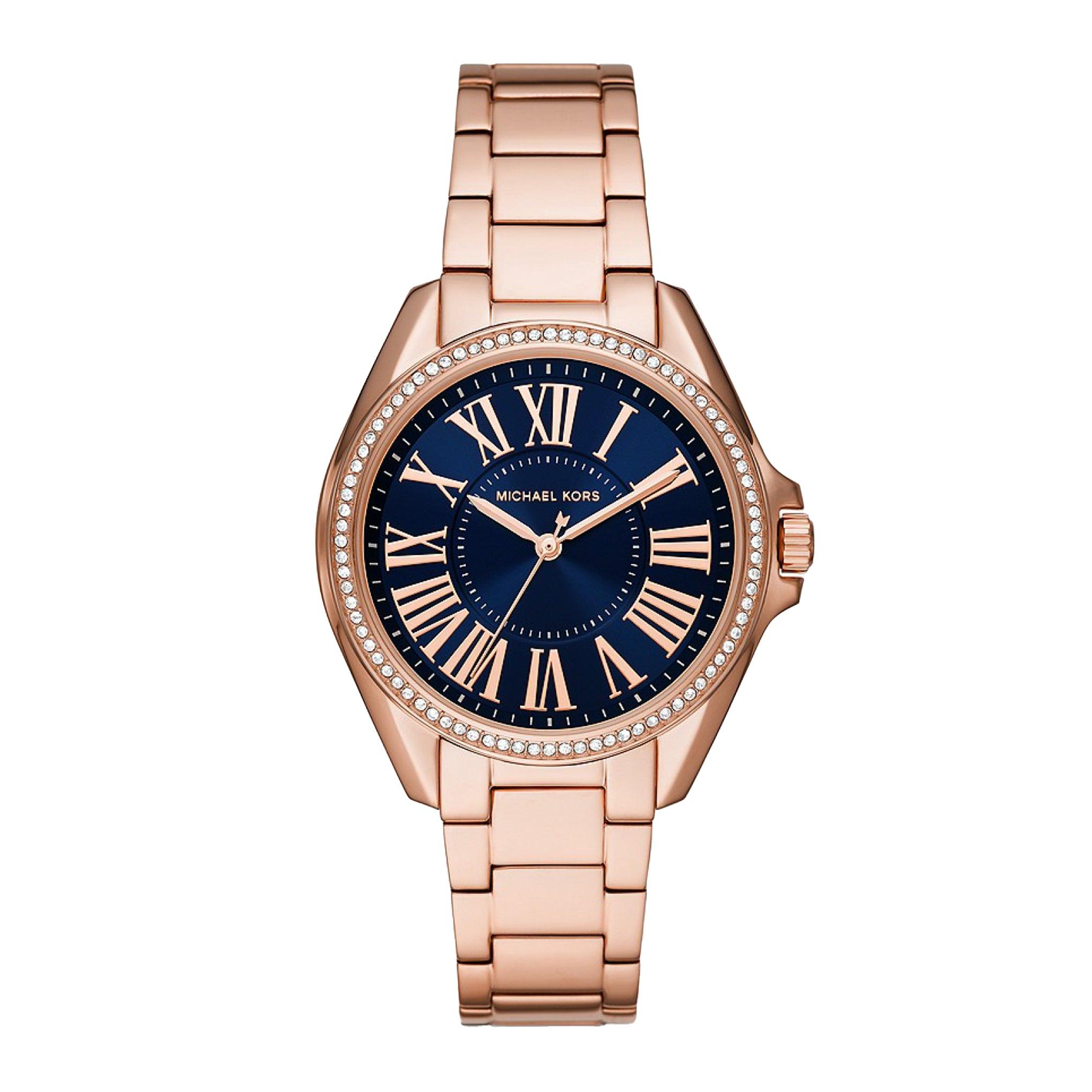 ساعة مايكل كورس كاسي للسيدات بثلاث عقارب بلون ذهبي وردي من الستانلس ستيل Michael Kors Women's Kacie Three-Hand Rose Gold-Tone Stainless Steel Watch Mk6930