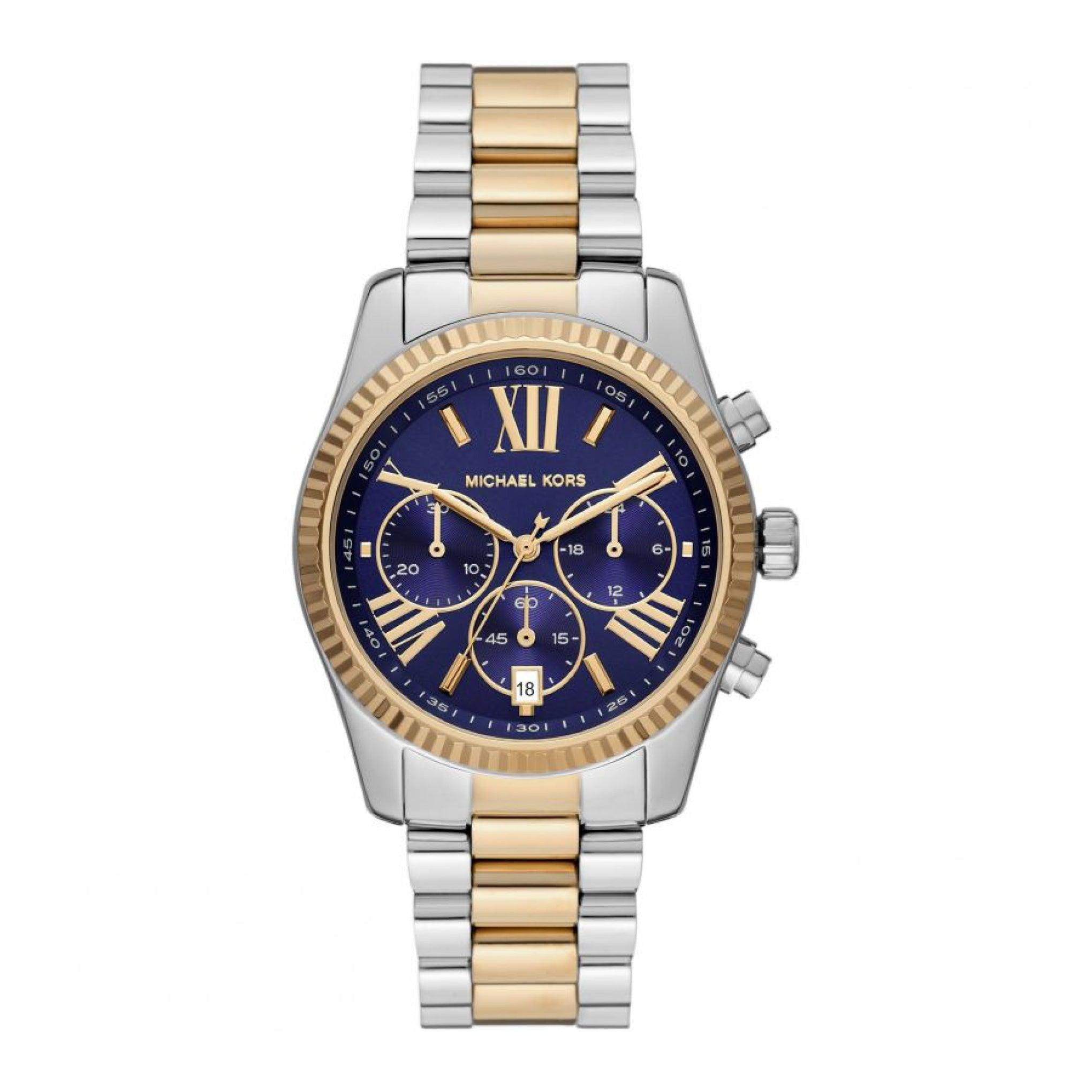 ساعة مايكل كورس ليكسينغتون كرونوغراف بلونين من الستانلس ستيل للنساء Michael Kors Women's Lexington Chronograph Two-Tone Stainless Steel Watch Mk7218