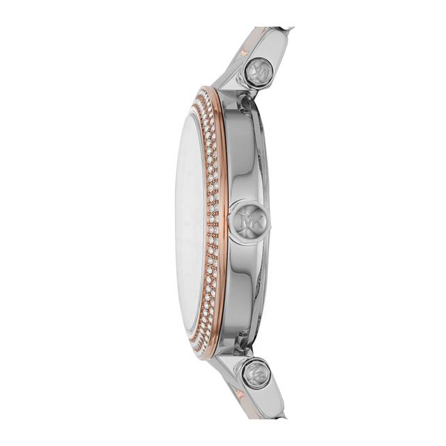 ساعة مايكل كورس متعددة الوظائف بلونين للنساء Michael Kors Women's Parker Multifunction Two-Tone Steel Watch Mk6301 - SW1hZ2U6MTgyNjIxOQ==