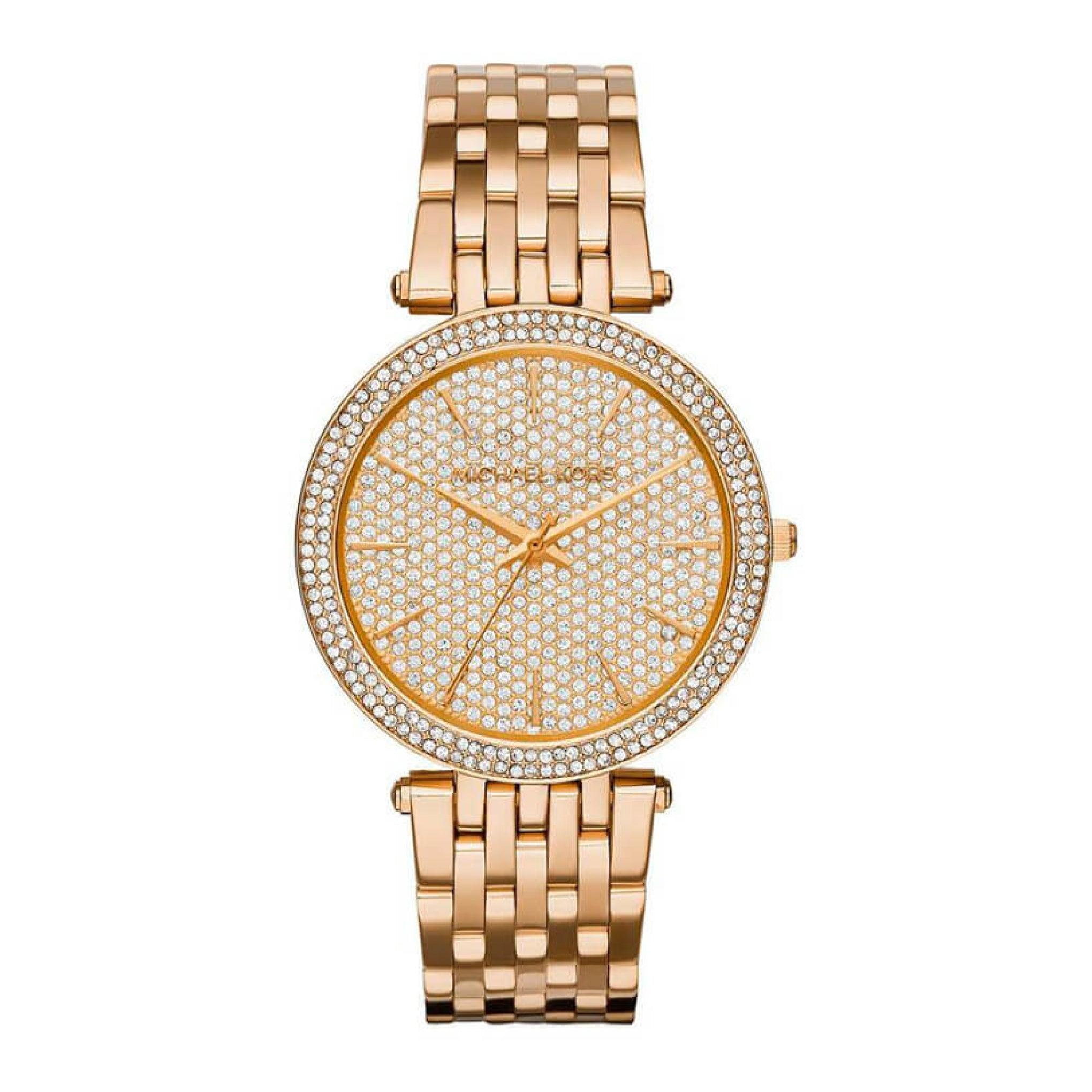 ساعة مايكل كورس للنساء كوارتز ستانلس ستيل بمينا ذهبي Michael Kors Women's Quartz Stainless Steel Gold Dial Watch - Mk3438