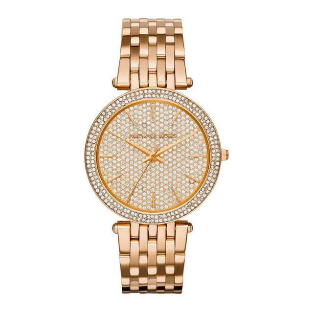 ساعة مايكل كورس للنساء كوارتز ستانلس ستيل بمينا ذهبي Michael Kors Women's Quartz Stainless Steel Gold Dial Watch - Mk3438 - SW1hZ2U6MTgyNjk2OA==