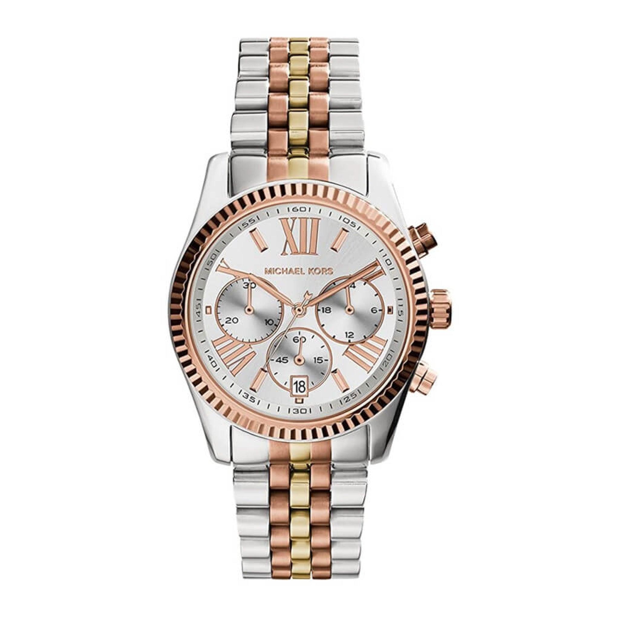 ساعة مايكل كورس كوارتز للنساء بمينا فضي وحزام ستانلس ستيل Michael Kors Women's Quartz Stainless Steel Strap Silver Dial 38mm Watch Mk5735