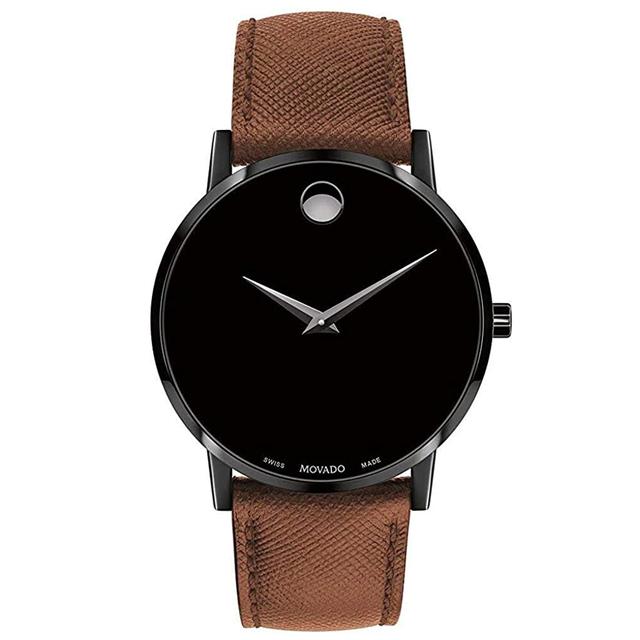 ساعة رجاليه سوار جلد موفادو Movado 0607198 Quartz Analog Display And Leather Strap Museum Classic Black Dial Men's Watch - SW1hZ2U6MTgxNTY0NQ==