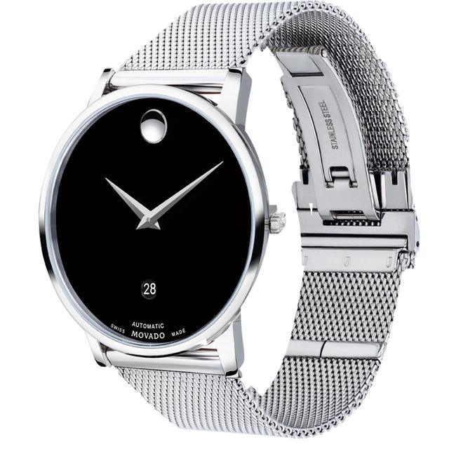 Movado 0607567 Museum Classic Automatic, 40mm Stainless Steel Case And Mesh Bracelet With Black Dial - SW1hZ2U6MTgxNTU3MQ==
