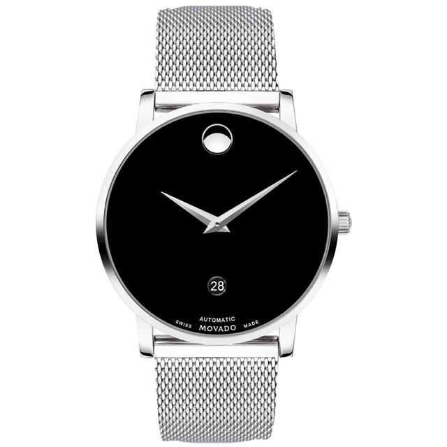 Movado 0607567 Museum Classic Automatic, 40mm Stainless Steel Case And Mesh Bracelet With Black Dial - SW1hZ2U6MTgxNTU2OQ==