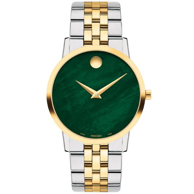 Movado 0607631 Museum Classic Paired A 33mm Case With A Yellow Gold Pvd Finish To A Stunning Green Mother-Of-Pearl Dial - SW1hZ2U6MTgxNTUwMw==
