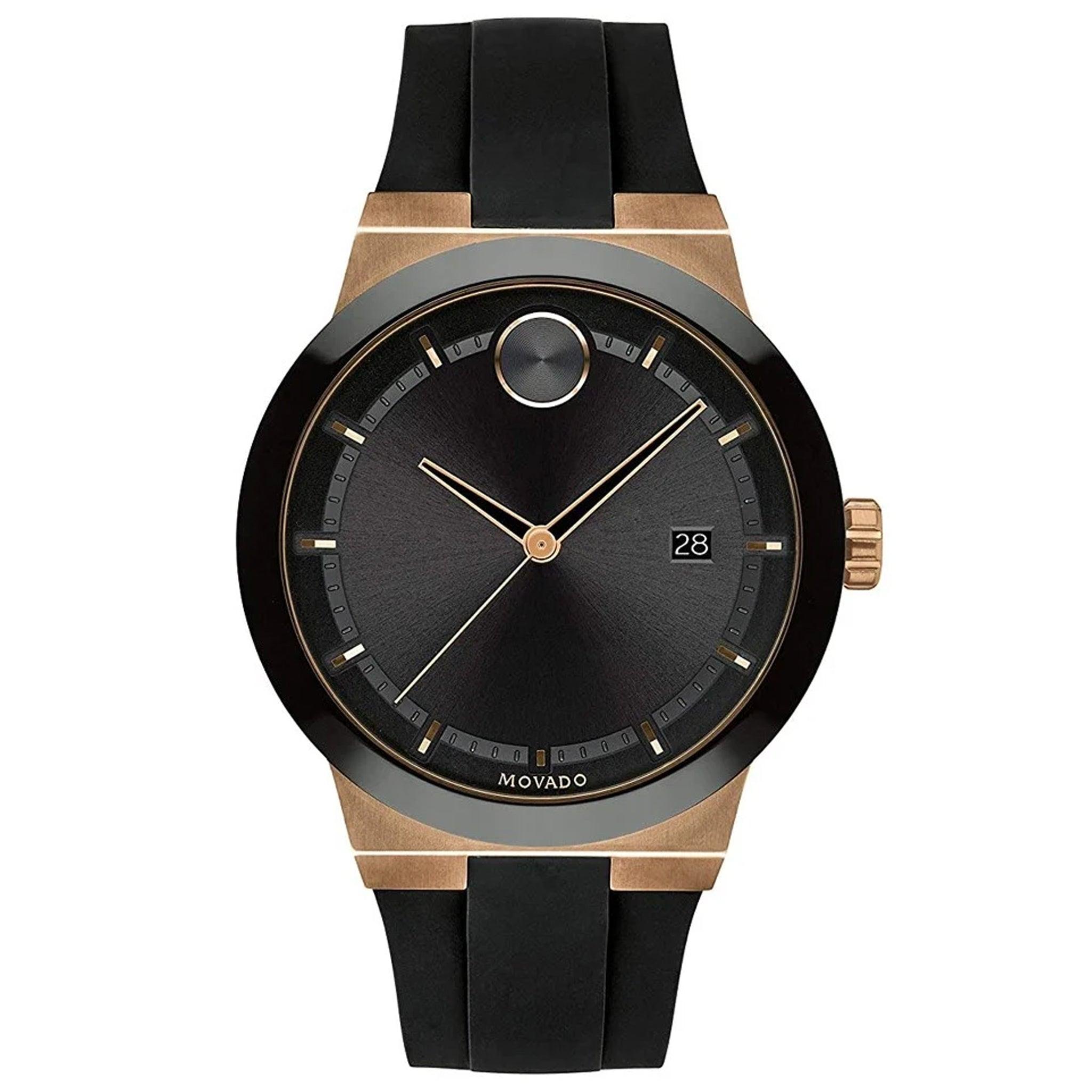 ساعة موفادو بولد فيوجن للرجال كوارتز سويسرية بحزام اسود اللون من السيليكون Movado 3600622 Men's Bold Fusion Stainless Steel Swiss Quartz Watch With Silicone Strap