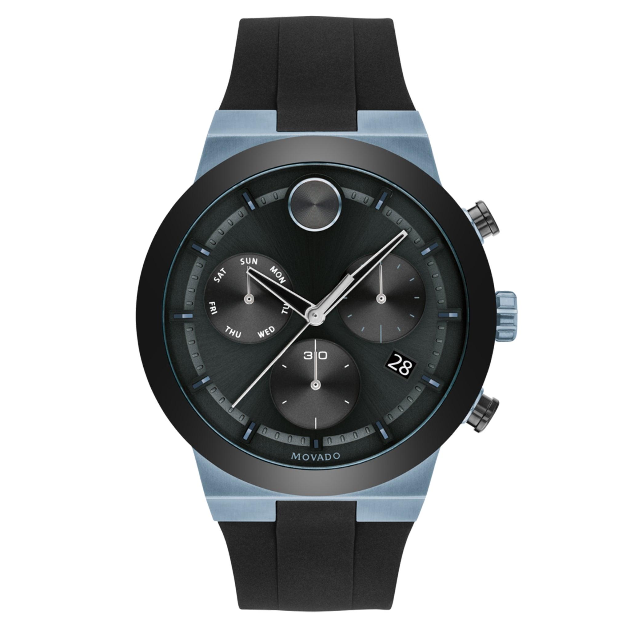 ساعة موفادو بولد فيوجن كوارتز سويسرية كاجوال بهيكل ستانلس ستيل أزرق وحزام سيليكون  Movado 3600713 Bold Fusion Men's Quartz Stainless Steel And Silicone Strap Casual Watch, Blue