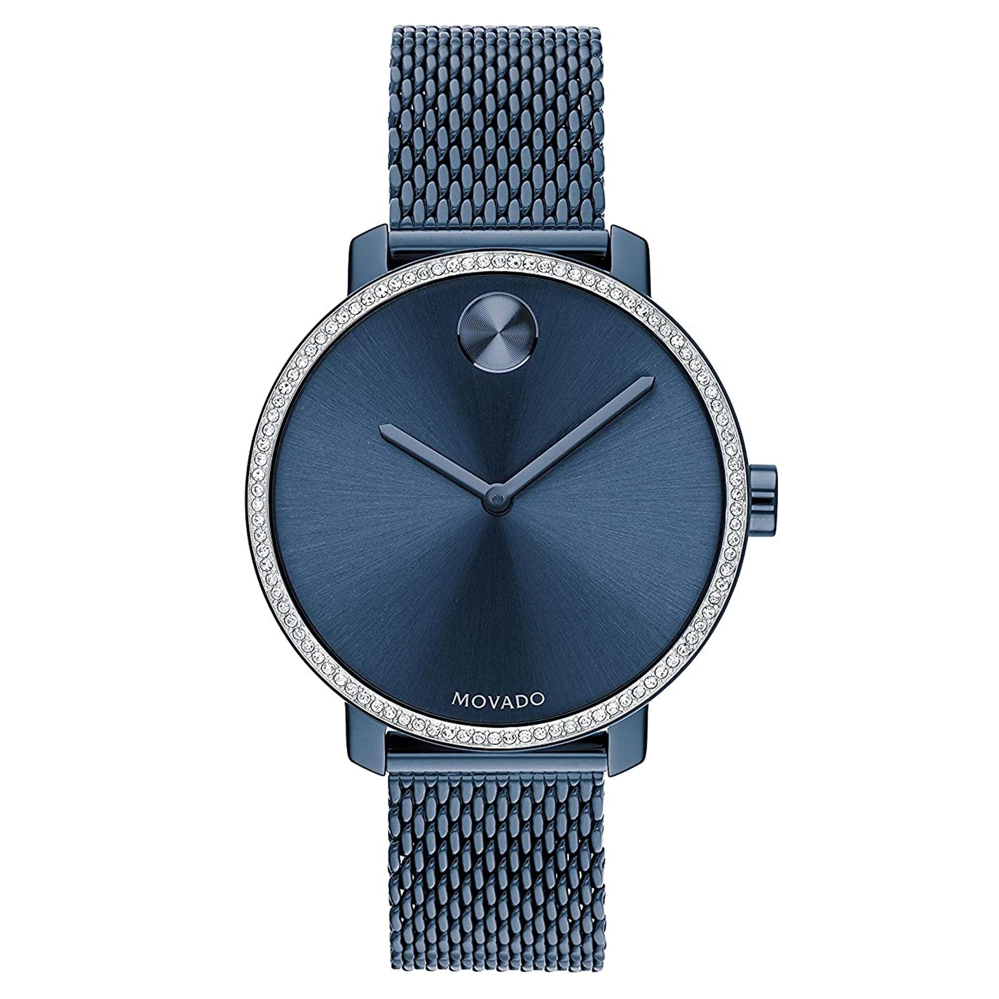 Movado 3600780 Bold Shimmer Women's Swiss Quartz Stainless Steel And Mesh Bracelet Casual Watch, Blue