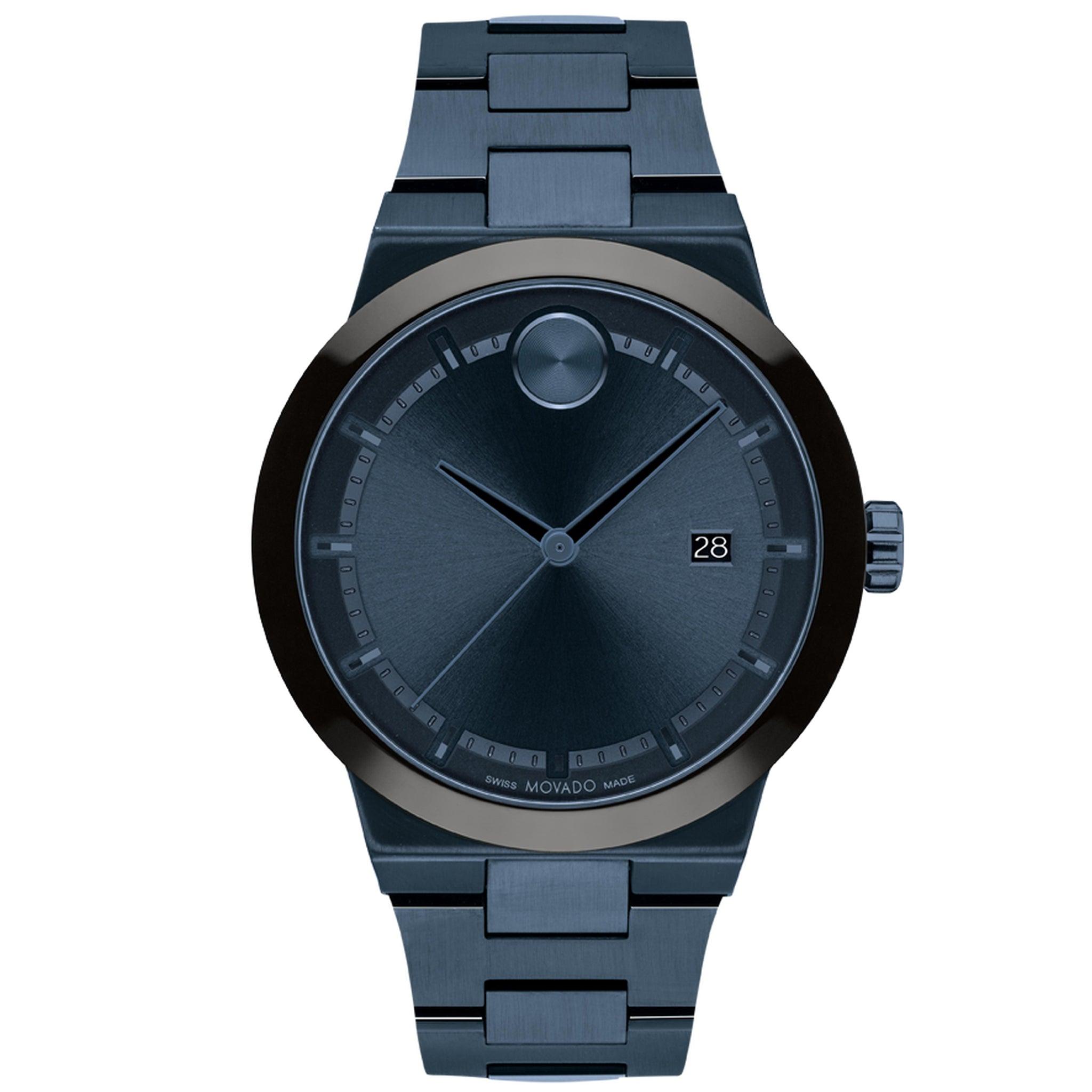 ساعة موفادو بولد للرجال كوارتز سويسرية بحزام من الستانلس ستيل باللون الازرق Movado 3600852 Bold Men's Swiss Quartz Stainless Steel And Link Bracelet Watch