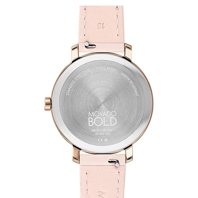 Movado 3600889 Women's Ionic Plated Carnation Gold Steel Swiss Quartz Watch With Nude Leather Strap - SW1hZ2U6MTgxNTI3Nw==