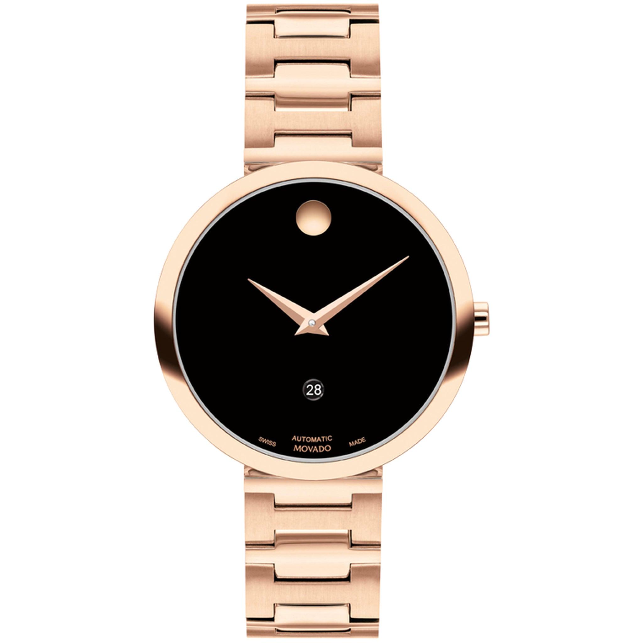 Movado Museum Classic Automatic A Sinuous H-Link Bracelet, All In Rich Rose Gold Pvd Watch - 0607680