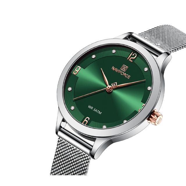 Naviforce Women's Quartz Watches Silver Green Dial Elegant Waterproof Wristwatch Nf5023 - SW1hZ2U6MTgxNTk5MA==