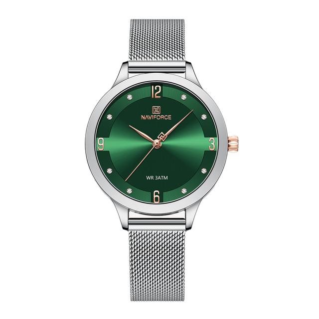 Naviforce Women's Quartz Watches Silver Green Dial Elegant Waterproof Wristwatch Nf5023 - SW1hZ2U6MTgxNTk4OA==