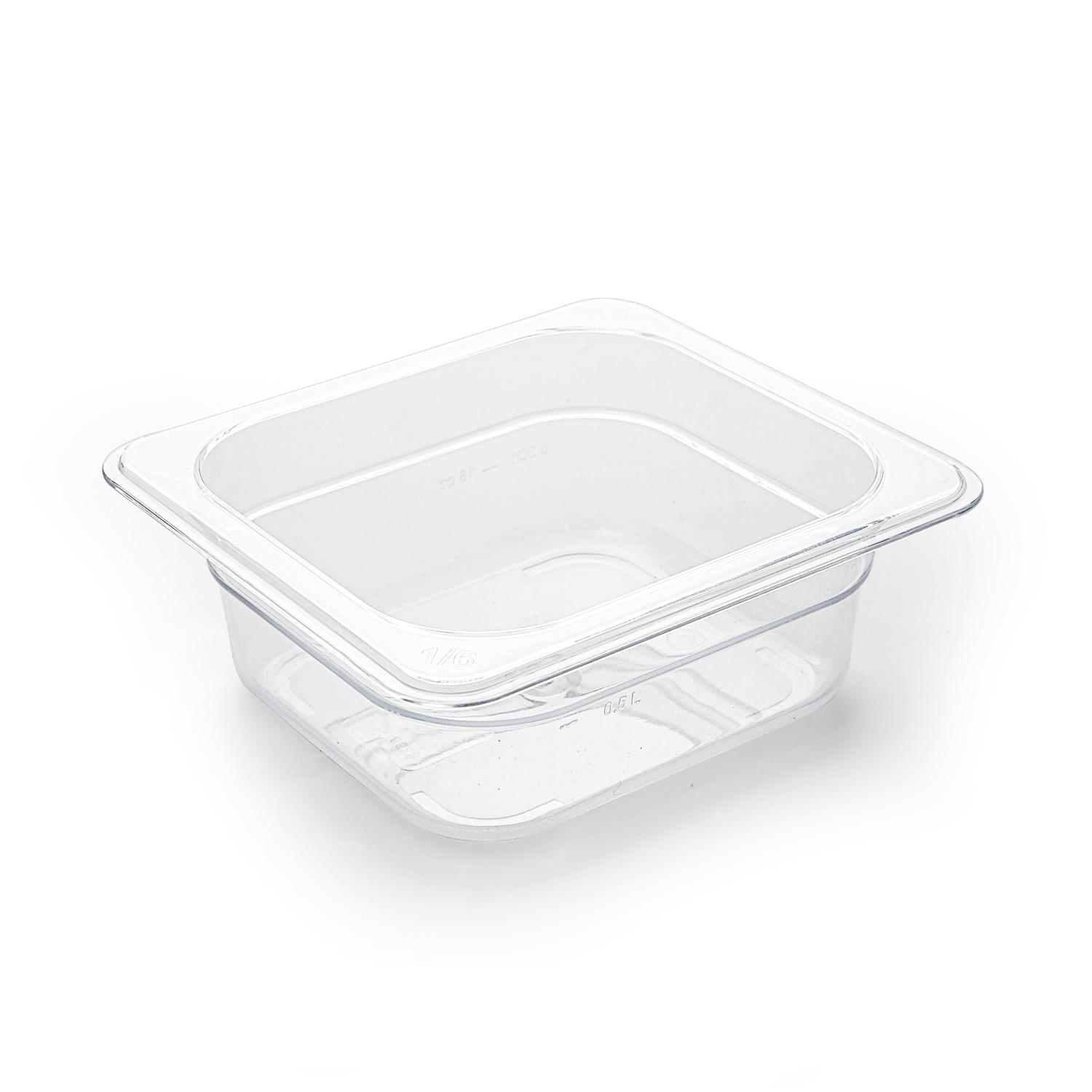 حافظة طعام بلاستيك شفاف 1 لتر PC Plastic Transparent One Sixth Size Food Pan 6.5 cm