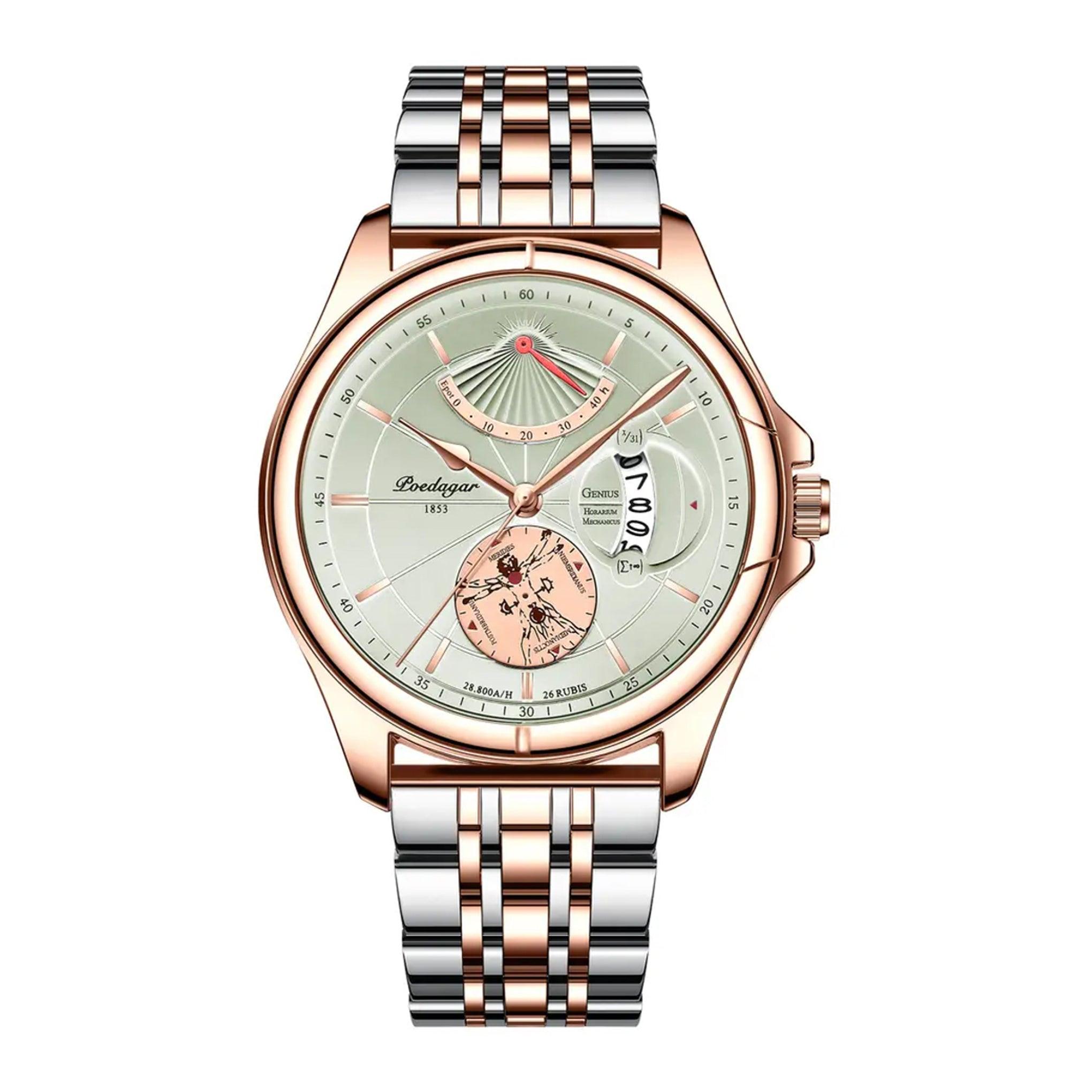 Poedagar Men's Analog Fashion Stainless Steel Quartz Luminous Wristwatch - 802rggns