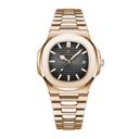 Poedagar Men's Quartz Rose Gold Stainless Steel Band Black Dial Wristwatch - 613rgbks - SW1hZ2U6MTgxNjUyMw==