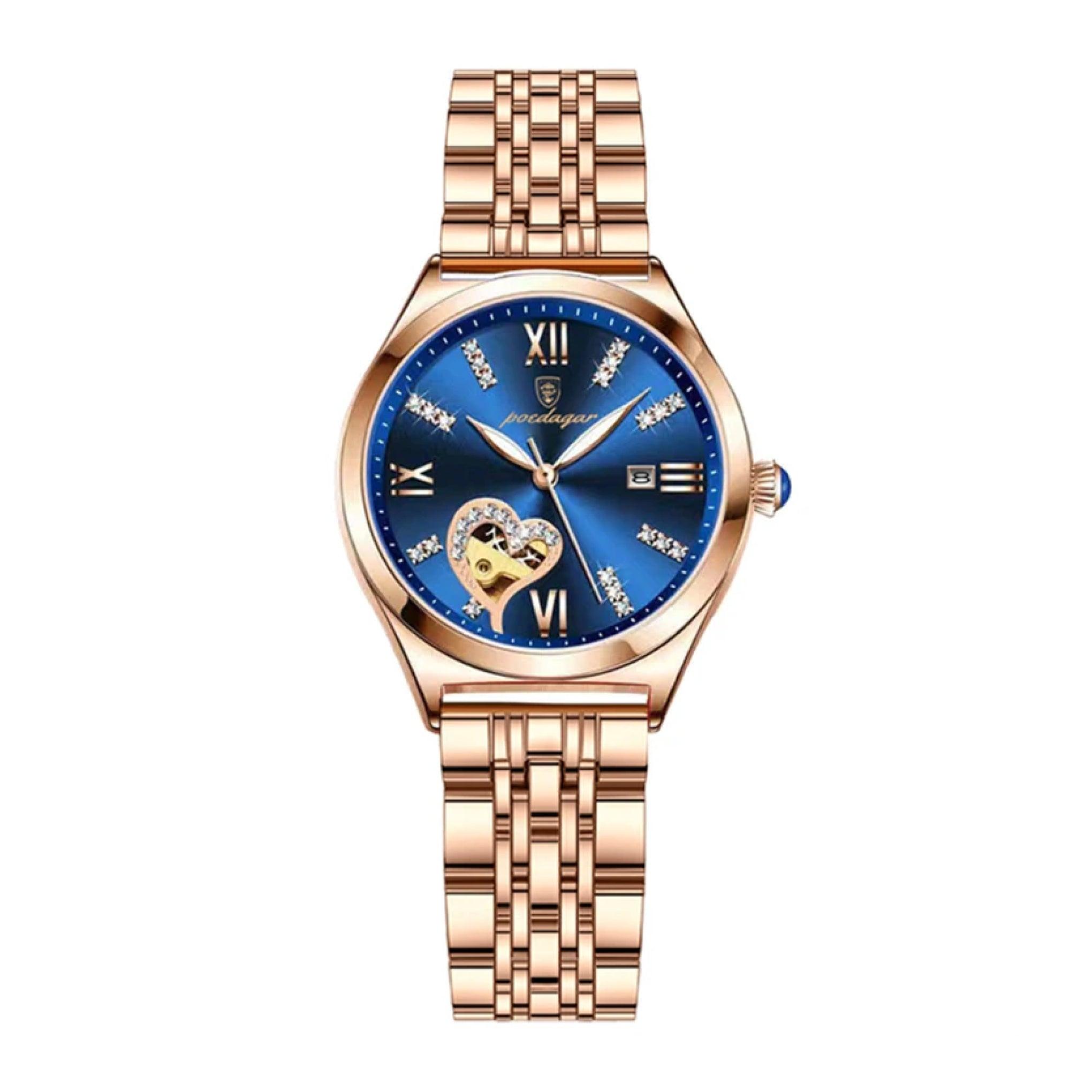 ساعة نسائية ستانلس ستيل بويدغار Womens Poedagar Women Love Series Rose Gold Stainless Stain Steel Quartz Luminous Watch - 320bus