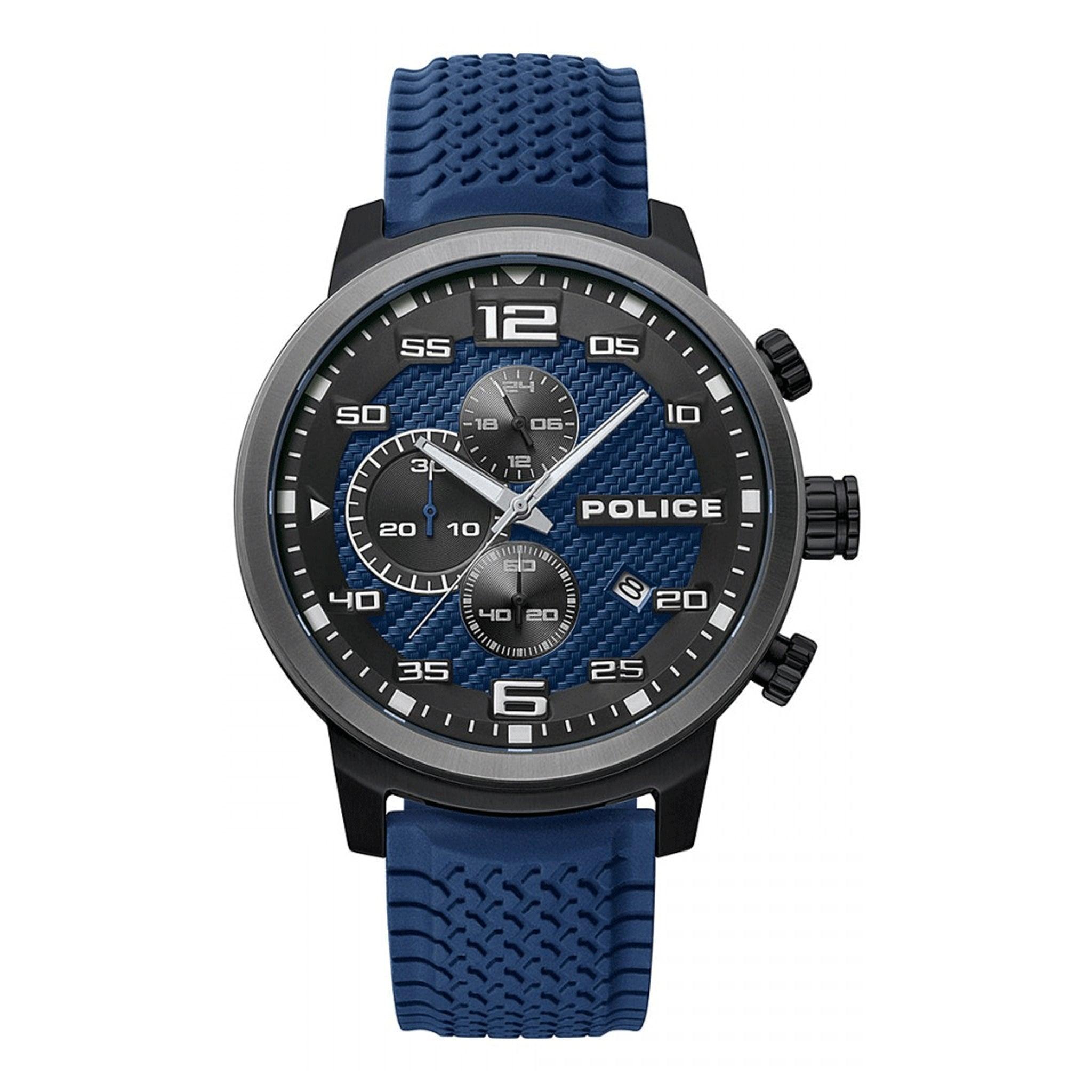 Police Bromo Men's Chronograph Blue Silicone Band Watch Pl15657jsbu/03p