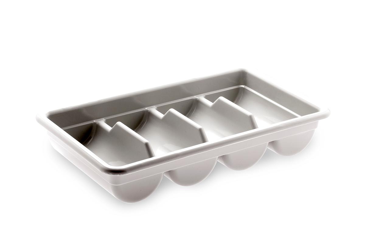 منظم ادوات المائدة بولي إيثيلين 51.5 سم أربعة أقسام Polyethylene 4 Compartment Cutlery Box 51.5 cm Grey PE