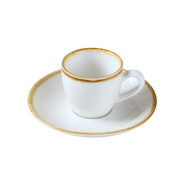 كوب اسبريسو مع صحن 80 مل بورسلان بني عاجي بورسليتا Porceletta Espresso Cup & Saucer - SW1hZ2U6MTg1MjczNQ==