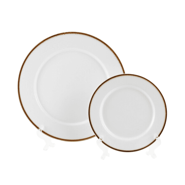 Porceletta Ivory Mocha Porcelain Flat Plate 21 cm / 8" Brown Ivory Porcelain - SW1hZ2U6MTg1MjIzMw==