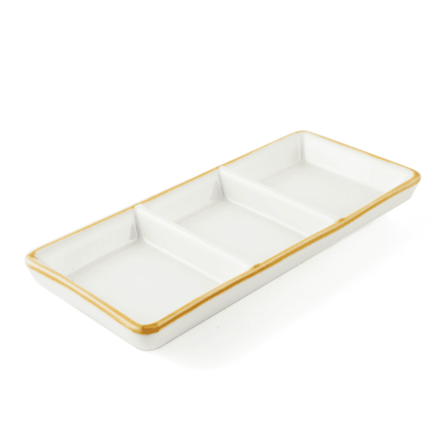 صحن تقديم 3 أقسام مستطيل بورسلين 7 بوصة بني عاجي بورسليتا Porceletta Glazed Porcelain Rectangular Compartment Dish - SW1hZ2U6MTg1NDE5Mw==