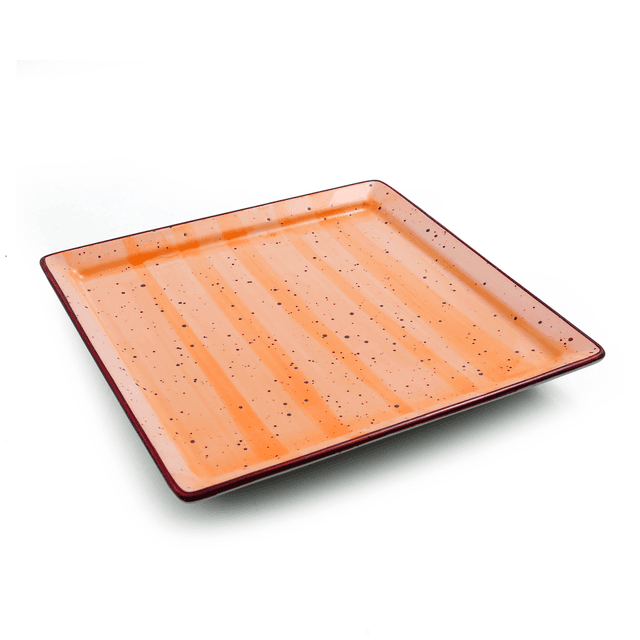 صحن تقديم مربع للمقبلات والحلويات بورسلين 18 سم برتقالي بورسليتا Porceletta Glazed Porcelain Square Plate - SW1hZ2U6MTg1MzUxMg==