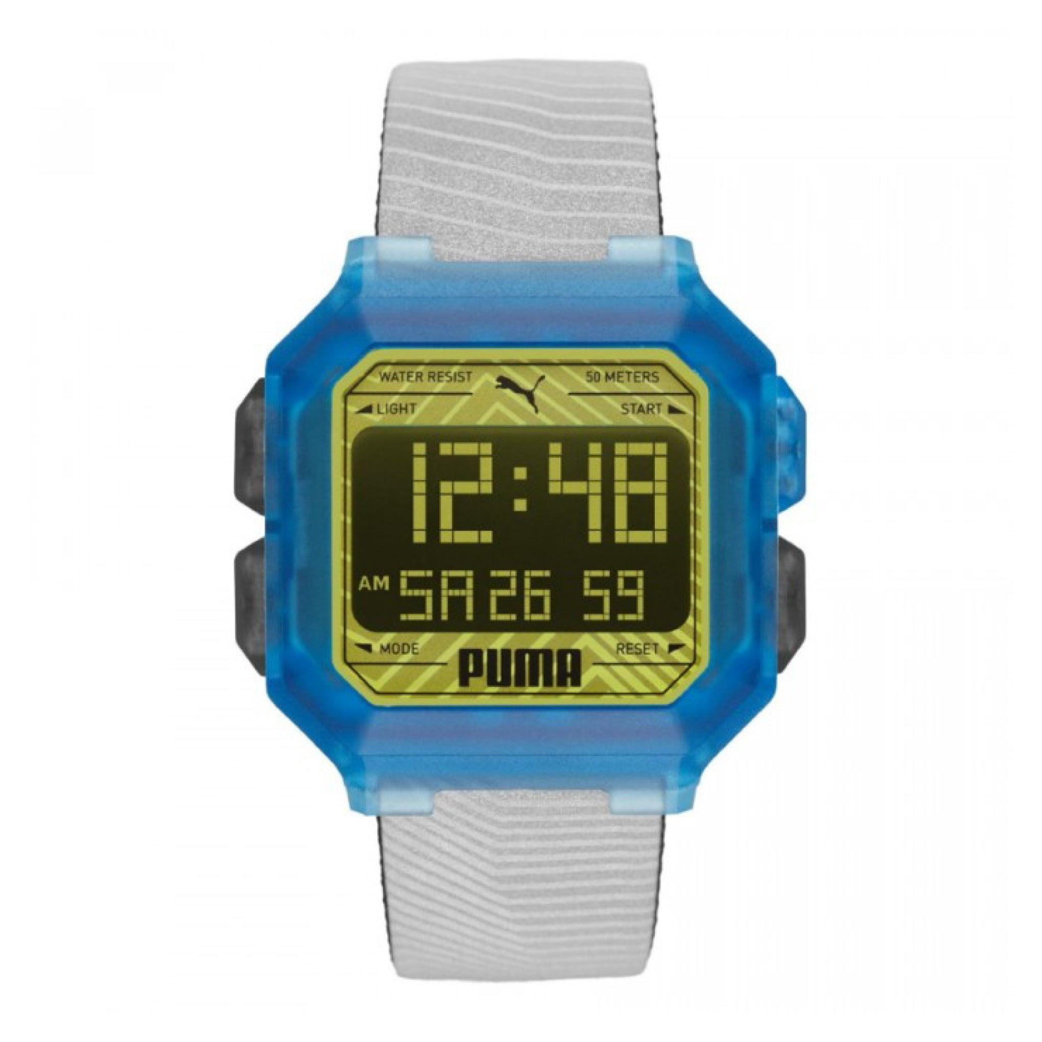 Puma Digital Mechanical Watch For Men With Grey Silicone Strap - Pu P5038