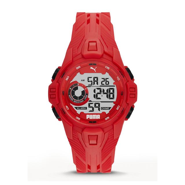 Puma Digital Mechanical Watch For Men With Red Plastic Band- 10 Atm - Pu P5040 - SW1hZ2U6MTgxODk3MQ==