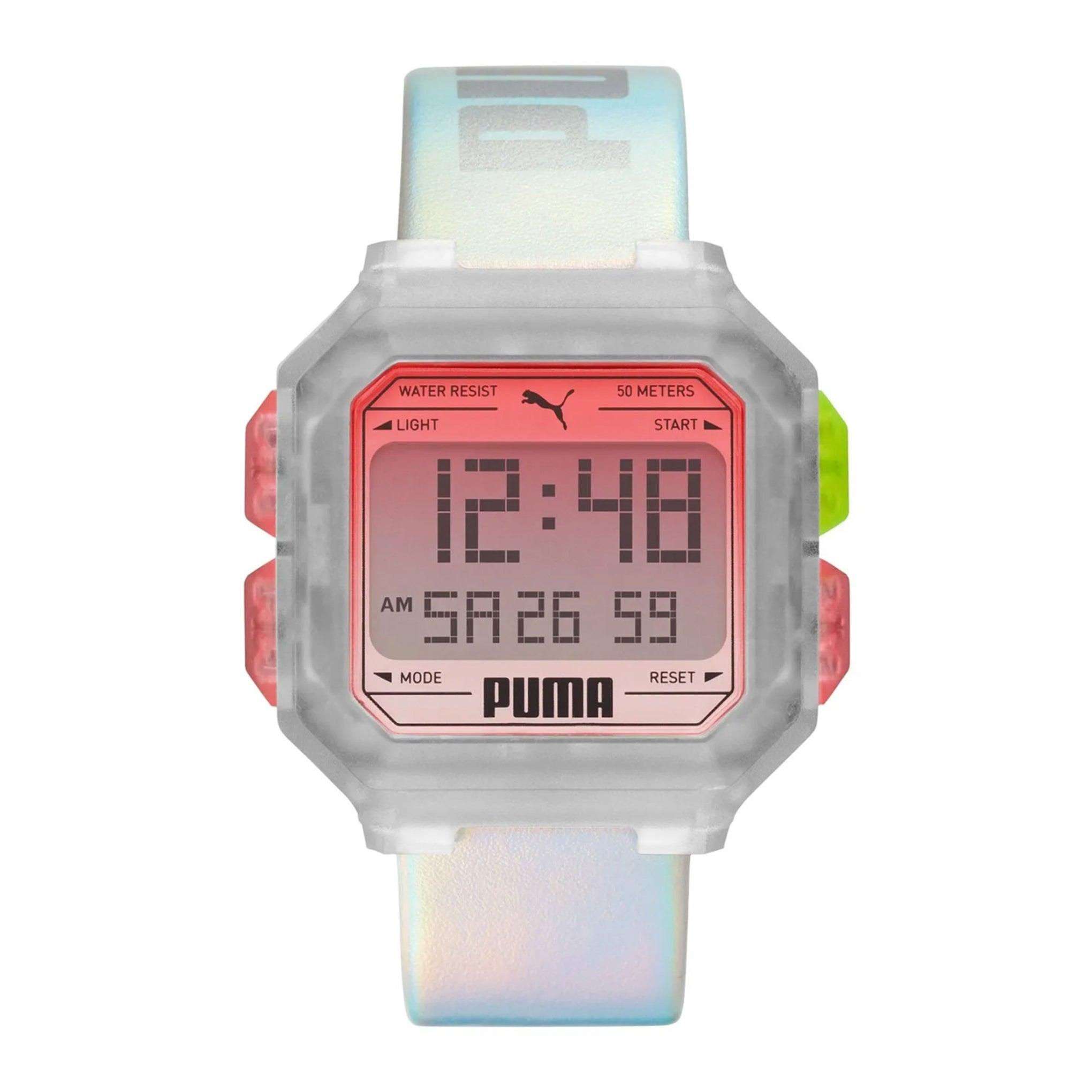 Puma Digital Mechanical Watch For Men With White Silicone Band - 5 Atm - Pu P5037