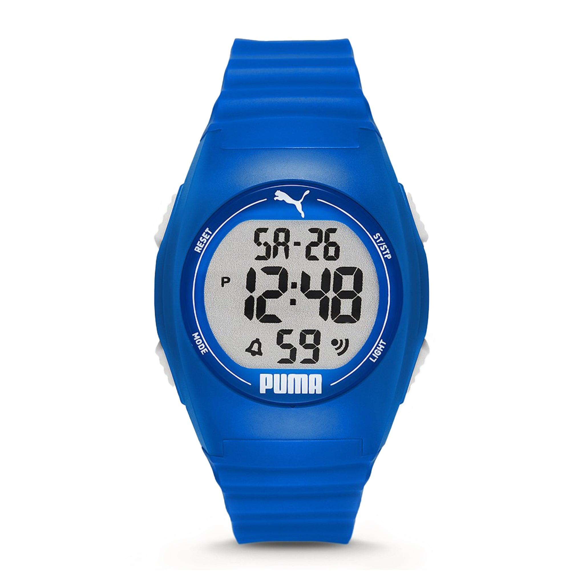 Puma Unisex Digital Watch With Blue Polyurethane Strap - Pu P6013