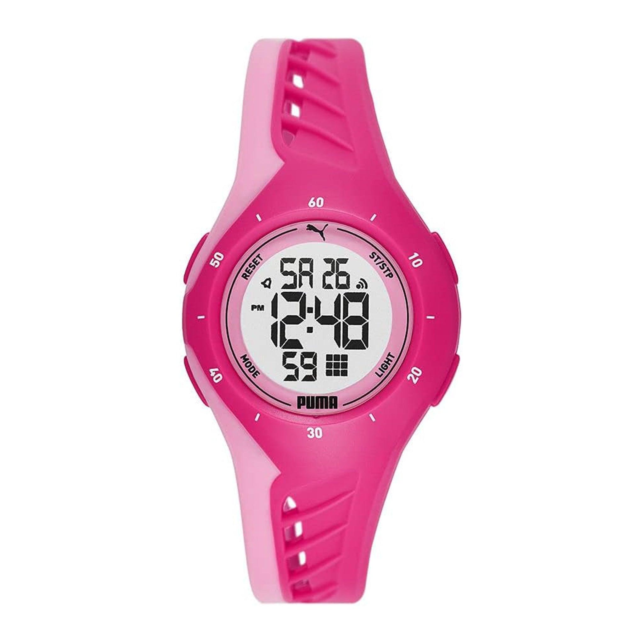 Puma Unisex Digital Watch With Pink Polyurethane Strap - Pu P6008