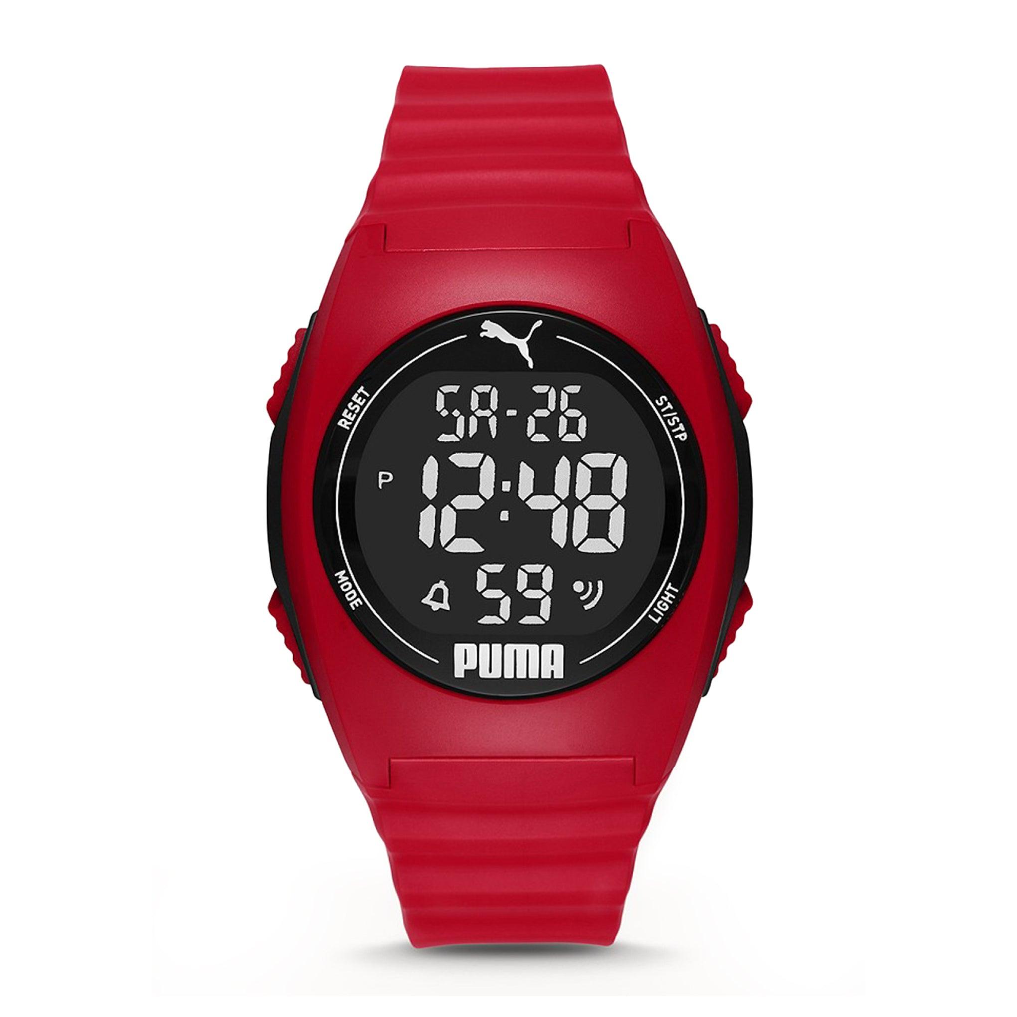 Puma Unisex Digital Watch With Red Polyurethane Strap - 3 Atm - Pu P6014