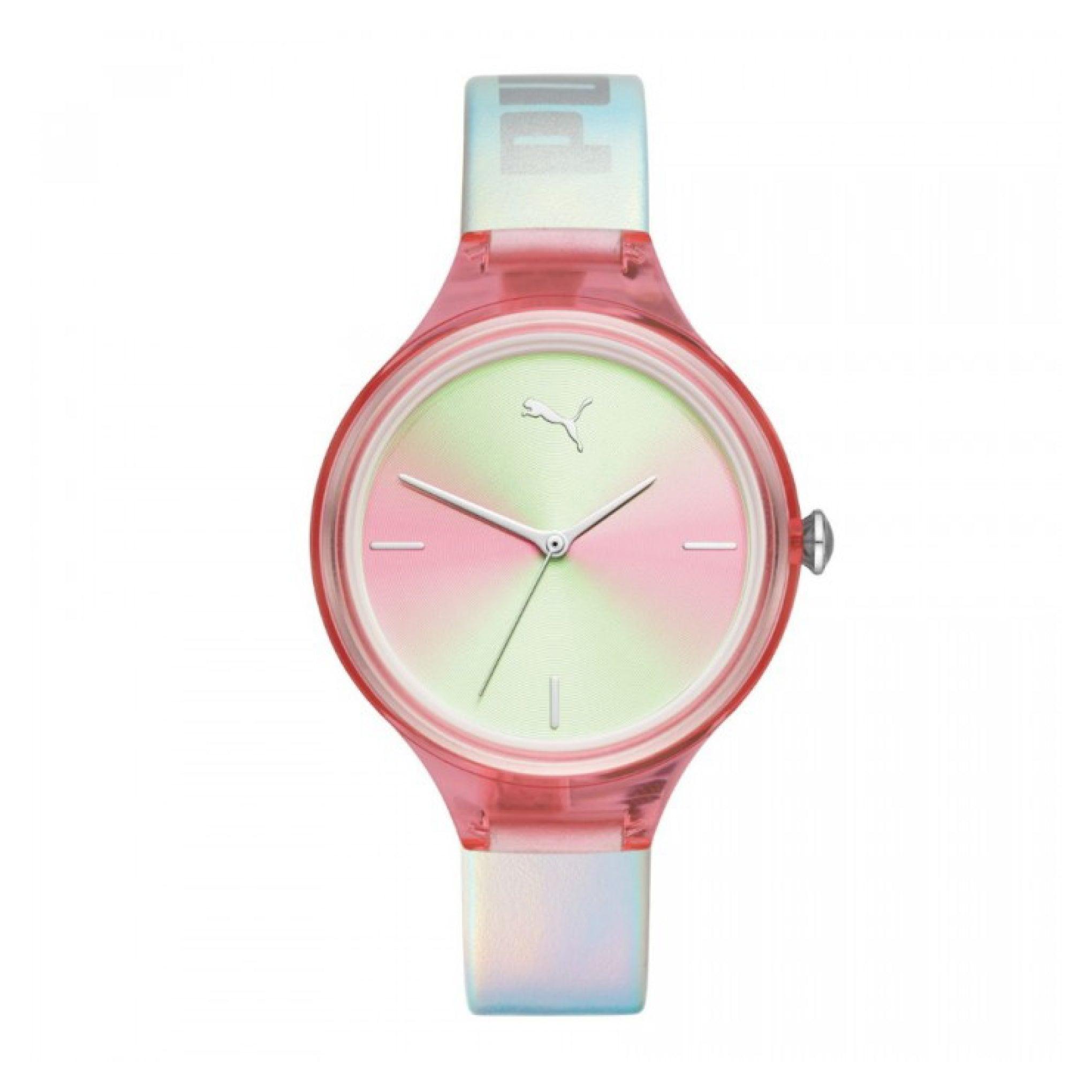 Puma Women's Analog Quartz Watch With Silver Iridescent Leather Strap - Pu P1030